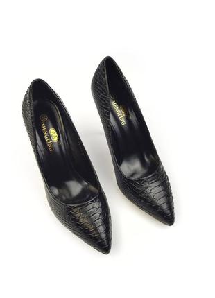 Женские черные туфли лодочки с принтом питон рептилия женские черные туфли лодочки с...