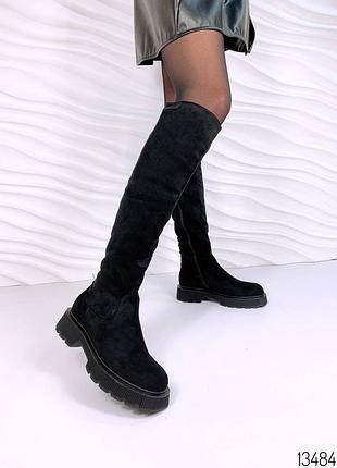 Сапоги зима эко замша