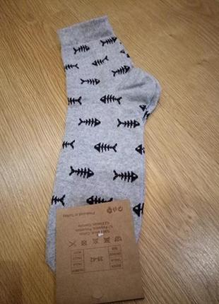 Круті високі шкарпетки риби скелет сірий1 фото