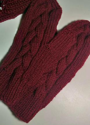Рукавиці, вязані рукавиці. ручна робота2 фото