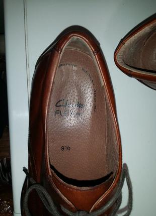 Коричневые мужские туфли на шнуровке clarks flex натуральная кожа6 фото