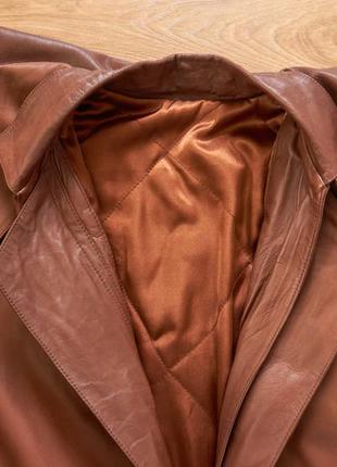 Вінтажне шкіряне чоловіче довге утеплене пальто  western cowboy7 фото