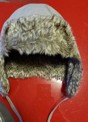 H&m шапка авиатор ушанка зимняя мальчику 12-18м 1-1.5г 80-86см серая3 фото