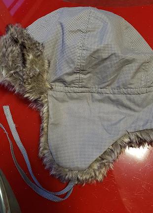 H&m шапка авіатор вушанка зимова хлопчику 12-18м 1-1.5 г 80-86см сіра