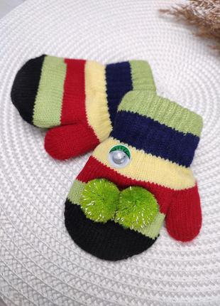 Двойные варежки 0,6-2 годика с шнуровкой