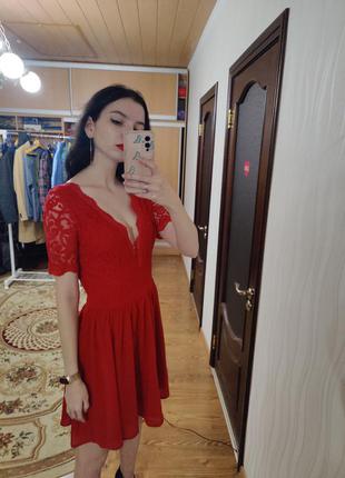 Красное вечернее нарядное платье boohoo, размер м