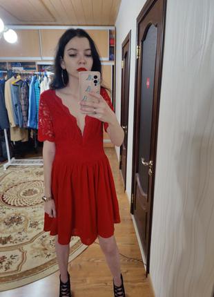 Красное вечернее нарядное платье boohoo, размер м6 фото