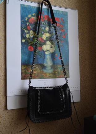 Zara кожаная роскошная сумка на длинном ремне.7 фото