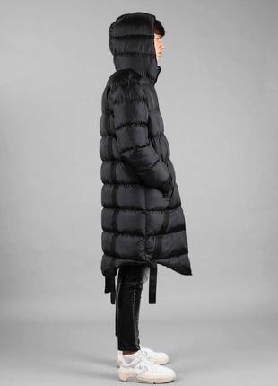 Пуховик куртка мужская удлиненная теплая черная / пуховік курточка чоловіча подовжена чорна5 фото