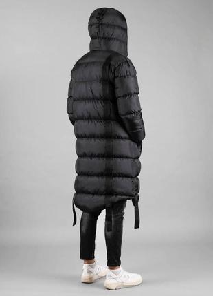 Пуховик куртка мужская удлиненная теплая черная / пуховік курточка чоловіча подовжена чорна8 фото