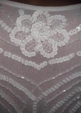 Шифонова розкішна блуза розшита бисером і паєтками квіти м6 фото