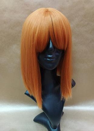 Парик каре рыжий густой, с челкой, для фотосессии, косплей, аниме, новый год, хэллоуин