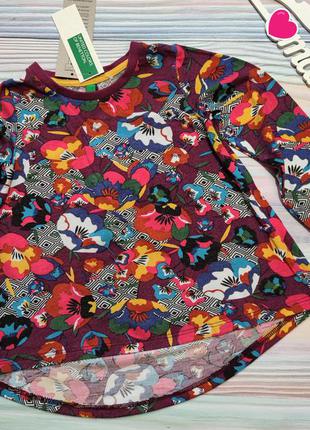 Фіолетовий реглан з квітами benetton р. 1-2 роки