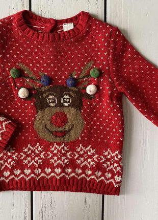 Детский новогодний свитер р. 18-24 мес.