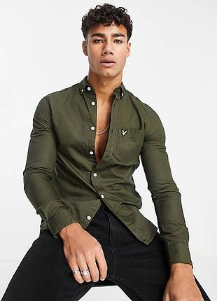 Рубашка хаки lyle scott olive oxford shirt