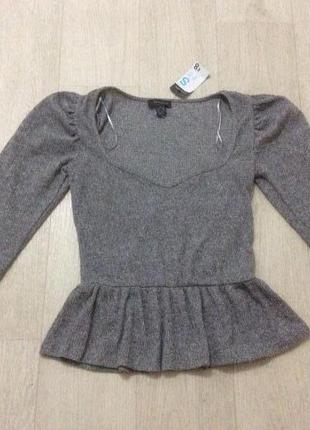 Модная кофта рукава фонарики низ волан