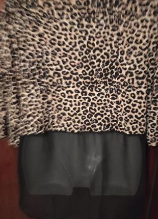 Трикотажная леопардовая кофта лонгслив с прозрачной спинкой размера плюс сайз на 54-56 укр2 фото