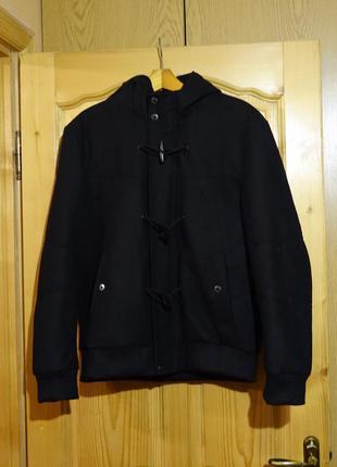 Відмінна чорна вовняна куртка з капюшоном river island англія l.