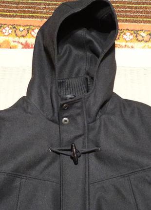 Відмінна чорна вовняна куртка з капюшоном river island англія l.3 фото