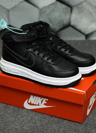 Чоловічі, чорні, шкіряні, зимові черевики nike air force 1 gore-tex