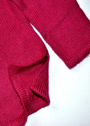 Edmee франция теплый  свитер с ажурной горловиной цвета фуксии3 фото