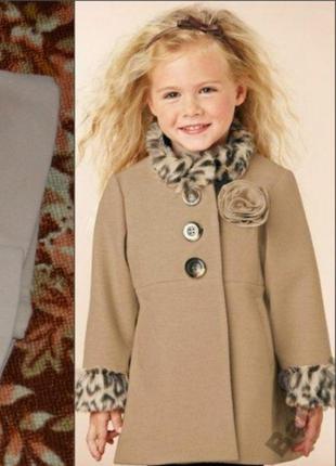 Пальто некст next для девочки мех леопард