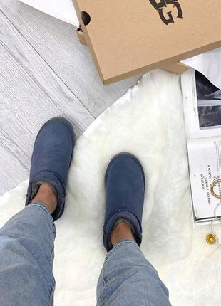 Качественные замшевые угги ультра мини синие ugg ultra mini shade2 фото