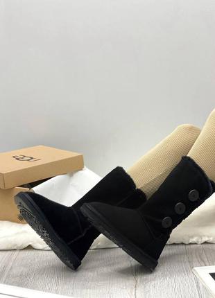 Высокие зимние угги с пуговицей черные ugg bailey button triplet ii high black9 фото