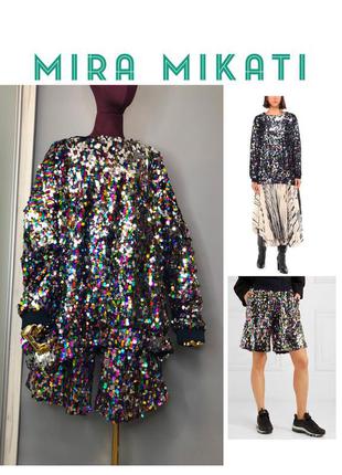 Mira mikati дизайнерский костюм блестящий боксёрские шорты блуза пайетки разноцветный