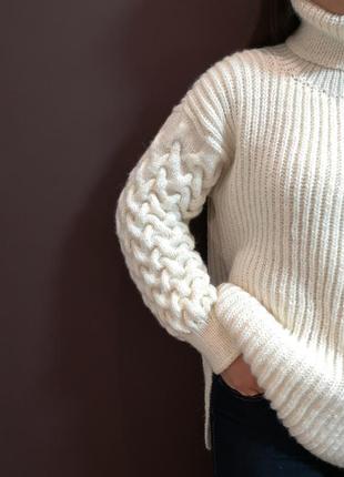 Вязаный свитер оверсайз теплый свитер оверсайз альпака меринос5 фото