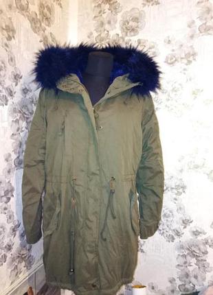 Меховая парка хаки. новая.
