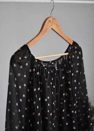 Широкая блузка оверсайз укорочённая блузка в горошек напівпрозора блузка оверсайз вкорочена2 фото
