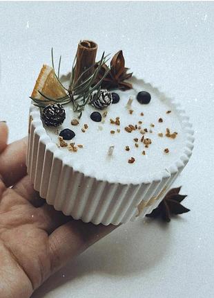 Новорічна соєве свічка, свічка з соєвого воску з новорічним декором