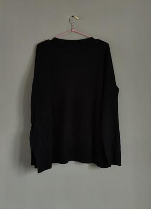 Джемпер свитер кофта с v вырезом оверсайз базовый черный2 фото