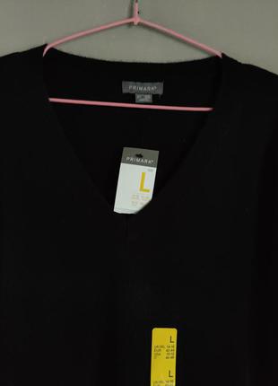 Джемпер свитер кофта с v вырезом оверсайз базовый черный3 фото