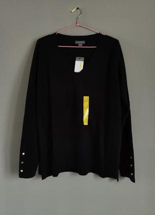 Джемпер светр, кофта з v вирізом оверсайз базовий чорний