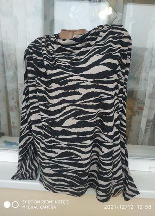 Красивая леопардовая/зебра блузка/блуза р.48-50 летучая мышь4 фото