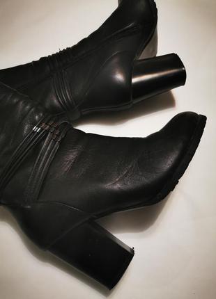 Чёрные зимние сапоги на широкую ногу натуральный мех, кожа9 фото