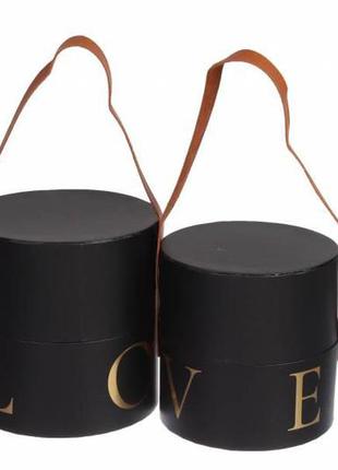 Набор круглых подарочных коробок черных (комплект 2 шт)