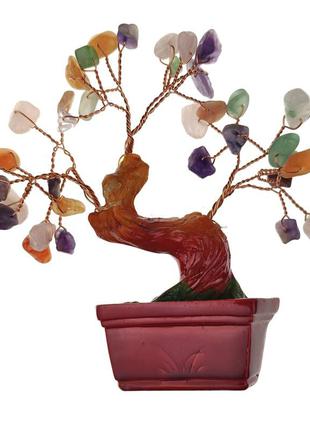 Грошове дерево щастя "самоцвіти" 10 см різнобарвне (c3744)