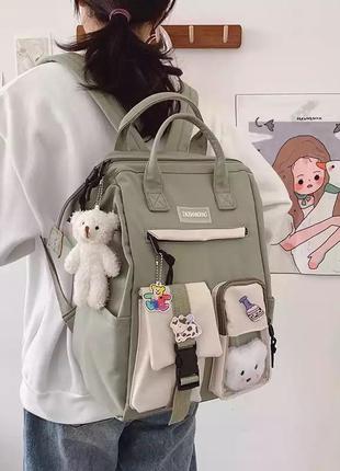 Рюкзак сумка для девочки teddy beer(тедди) с брелком мишка мятный goghvinci(av290)4 фото