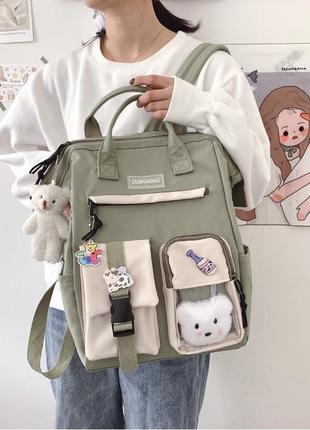 Рюкзак сумка для девочки teddy beer(тедди) с брелком мишка мятный goghvinci(av290)6 фото