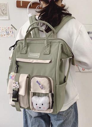 Рюкзак сумка для девочки teddy beer(тедди) с брелком мишка мятный goghvinci(av290)7 фото