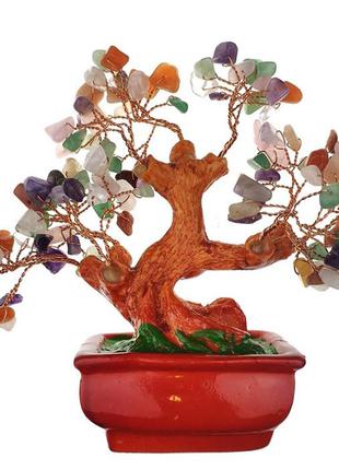 Денежное дерево счастья "самоцветы" 16 см разноцветное (c3751)