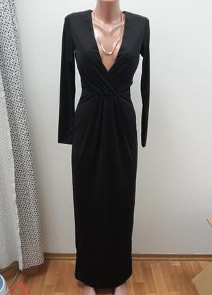 Черное женское вечернее длинное платье в пол от h&m2 фото