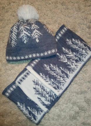 Женский вязаный набор (шапка + шарф)