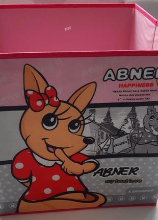 Кошик куб для зберігання іграшок | дитячий складаний короб ящик для речей з кенгуренком рожевий