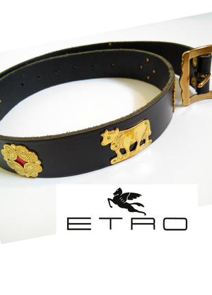 Шикарний шкіряний пояс люксового бренду etro1 фото