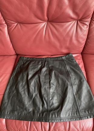 Maxima -кожаная мини юбка на замок молнию7 фото