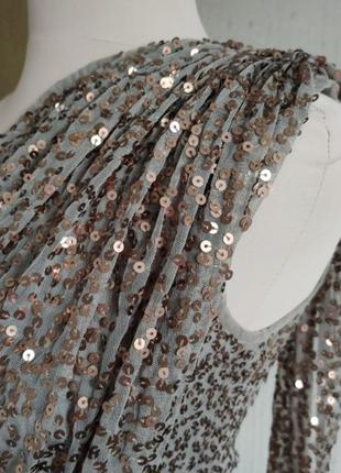 Платье нарядное сетка пайетки матовое золото apart glamour4 фото